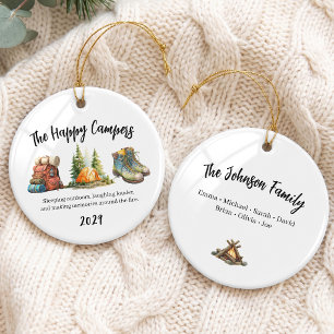 Family Camping Trip Group Ceramic Tree Decoration
