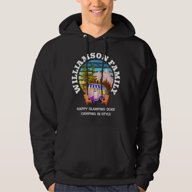 Family Camping Trip HAPPY GLAMPING  Hoodie (Front)