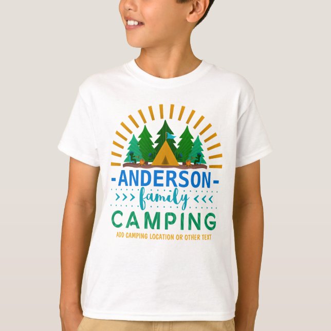 Family Camping Trip Sun Ray Tent | Custom Name T-Shirt (Front)