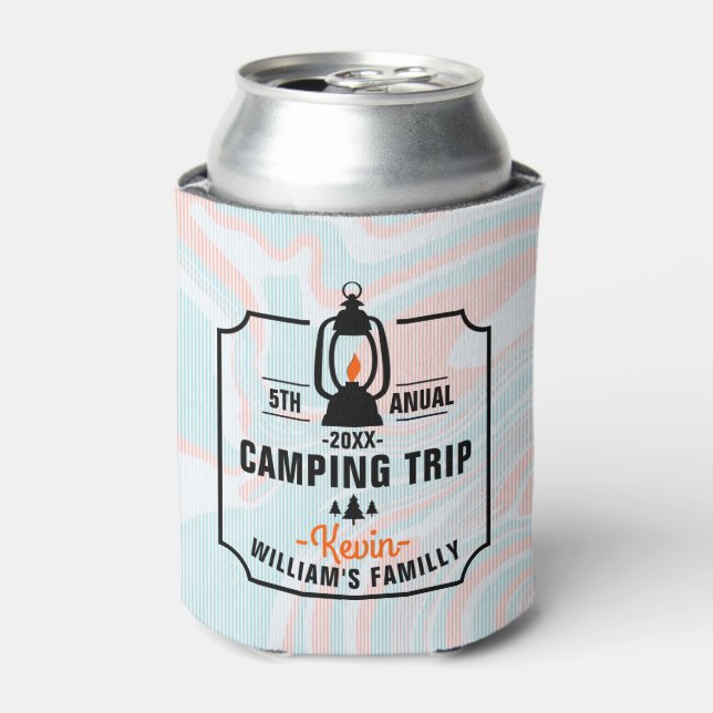 Family Camping Trip Text Template Can Cooler (Can Front)