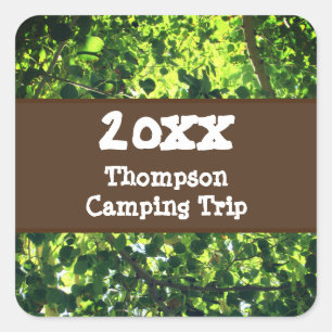 Family Camping Trip Tree Leaves Photo Nature Square Sticker