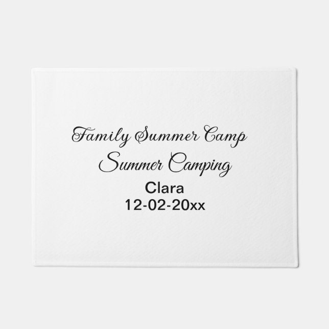 Family camping vacation custom add name dateSummer Doormat (Front)