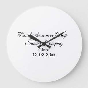 Family camping vacation custom add name dateSummer Large Clock
