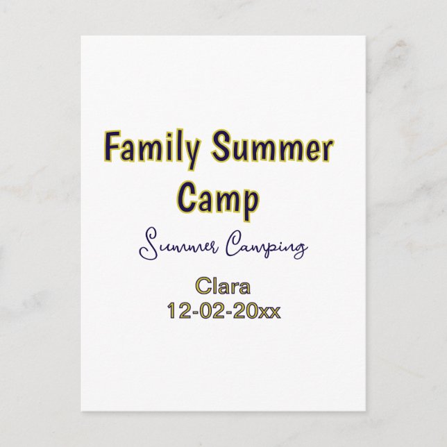 Family camping vacation custom add name dateSummer Postcard (Front)