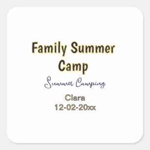 Family camping vacation custom add name dateSummer Square Sticker