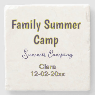 Family camping vacation custom add name dateSummer Stone Coaster