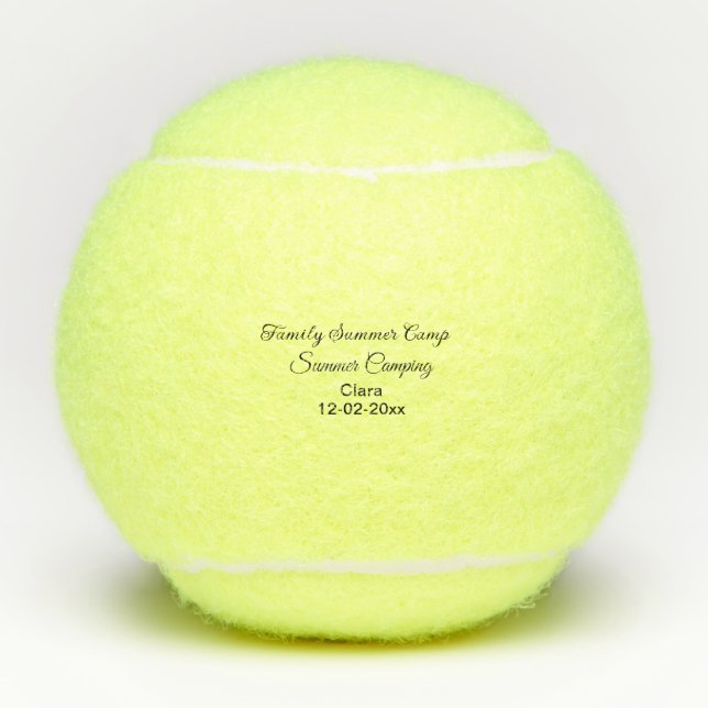 Family camping vacation custom add name dateSummer Tennis Balls (Front)