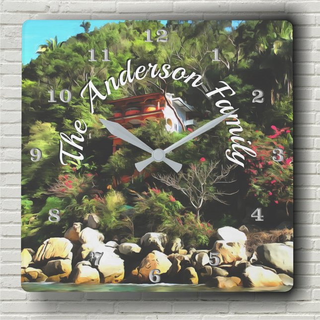Family Casa Bahia Bonita 0759 Square Wall Clock (Creator Uploaded)