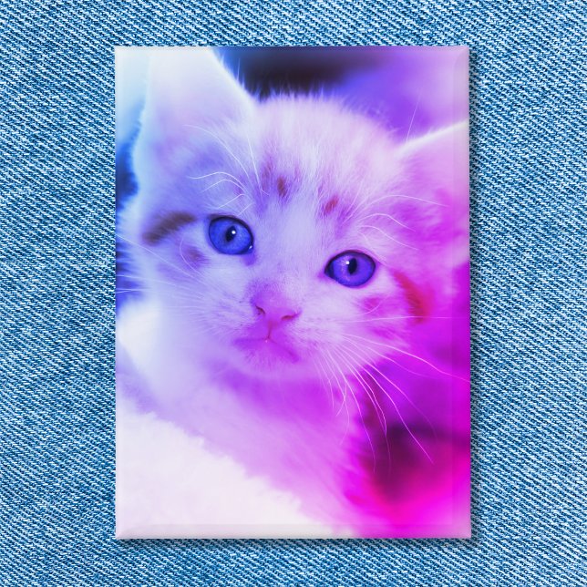 Family Cat Photo Blue Pink Ombre (Family Cat Photo Blue Pink Ombre Button)