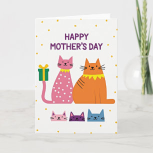 Family Cats Mothers Day Card