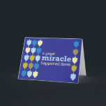 Family Chanukah greeting card<br><div class="desc">A fun and whimsical greeting card for Chanukah featuring a blue and gold colour palette of dreidels and a personalizable greeting inside. Don't see the colours or phrase you want? I'm happy to make a design with your choice of colours and fonts! Contact me for details.</div>