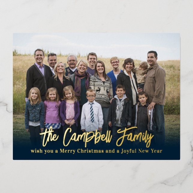 Family Cheer Foil Holiday Postcard Family Reunion (Front)