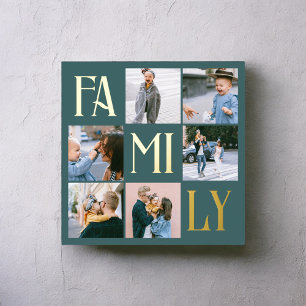 Family Chic Multi Photo Teal Foil Prints