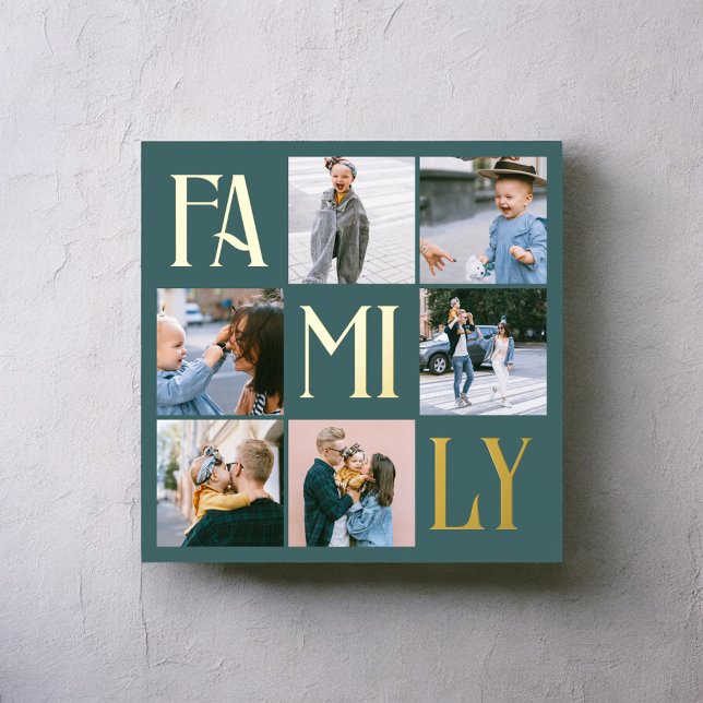Family Chic Multi Photo Teal Foil Prints (Creator Uploaded)
