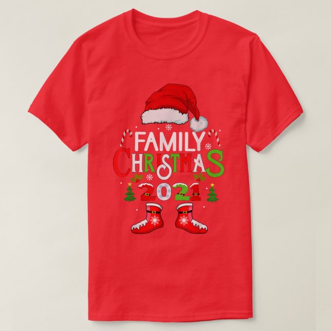 Family Christmas 2021 crew Xmas Squad santa funny  T-Shirt (Design Front)