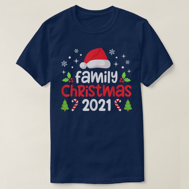 Family Christmas 2021 Merry Xmas Santa Hat Pajama  T-Shirt (Design Front)