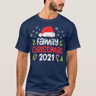 Family Christmas 2021 Merry Xmas Santa Hat Pajama  T-Shirt
