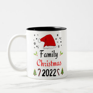 Family Christmas 2022 Matching Funny Santa Elf Squ Two-Tone Coffee Mug