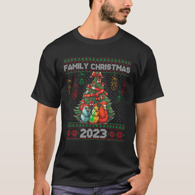 Family Christmas 2023 Sweater Ugly Chicken Xmas Tr (Front)