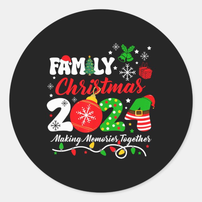 Family Christmas 2024 Making Memories Together Xma Classic Round Sticker (Front)