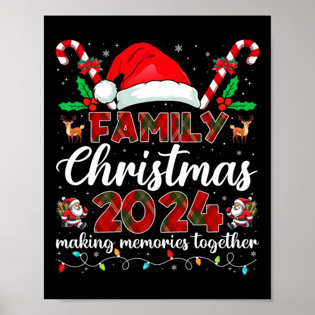Family Christmas 2024 Matching Squad Santa Elf Fun Poster (Front)