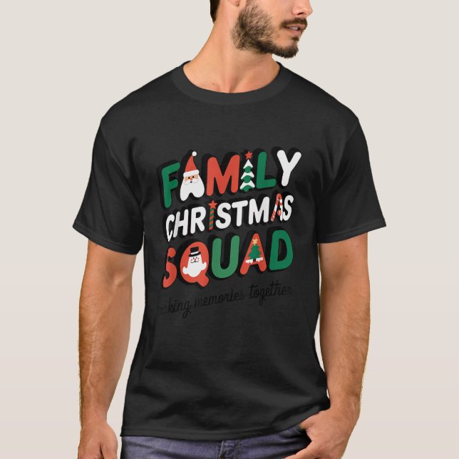 Family Christmas 2024 Matching Squad Santa Elf Fun T-Shirt (Front)