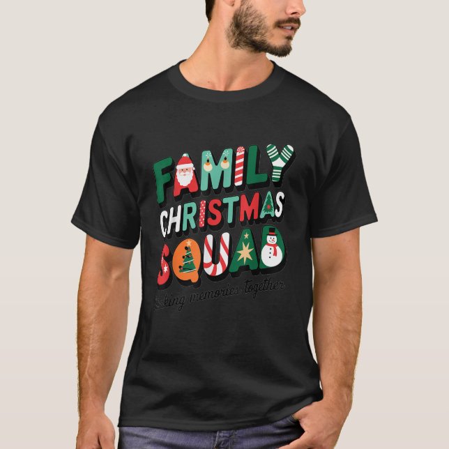 Family Christmas 2024 Matching Squad Santa Elf Fun T-Shirt (Front)
