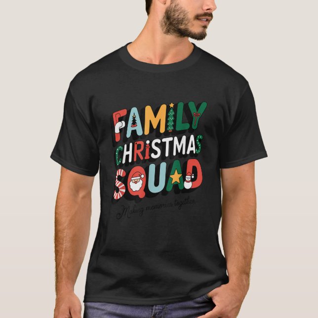 Family Christmas 2024 Matching Squad Santa Elf Fun T-Shirt (Front)