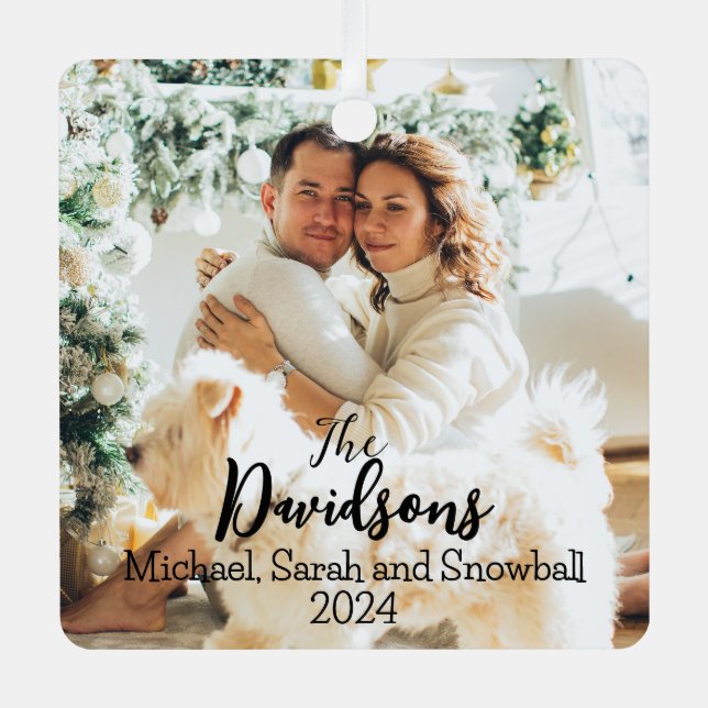 Family Christmas 2024 Photo Metal Tree Decoration (Front)