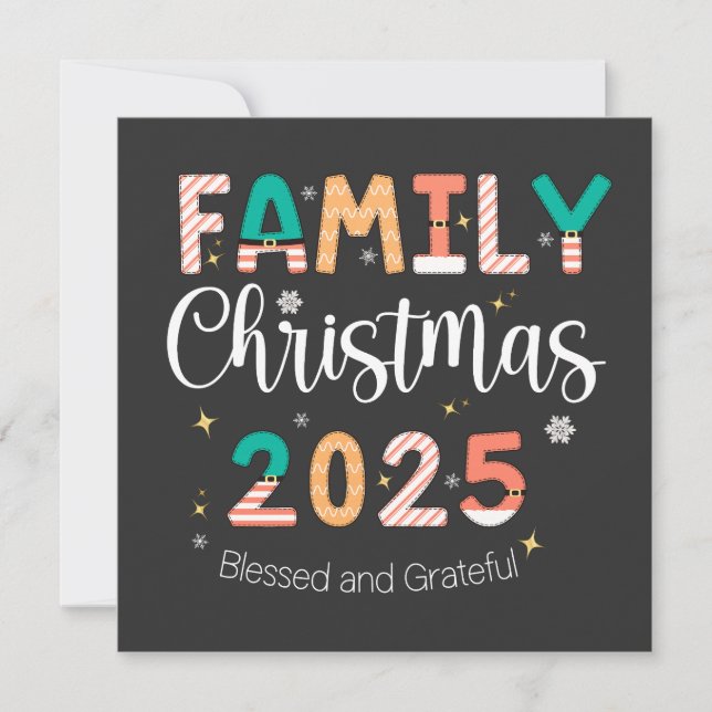 Family Christmas 2025 Blessed and Grateful  Save The Date (Front)