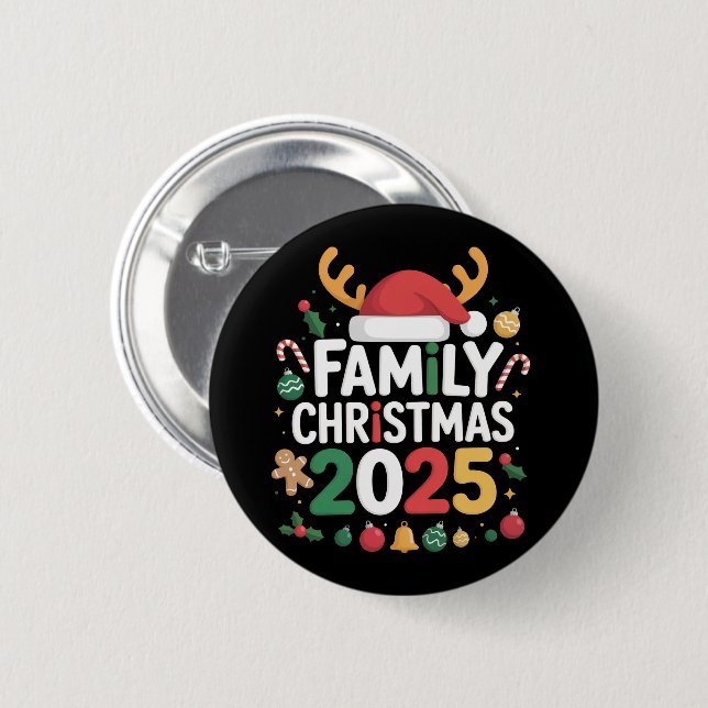 Family Christmas 2025 Crew Group Matching Family  6 Cm Round Badge (Front & Back)