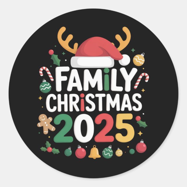 Family Christmas 2025 Crew Group Matching Family  Classic Round Sticker (Front)