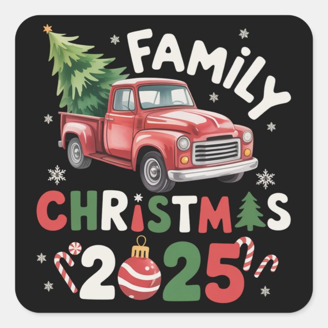 Family Christmas 2025 Crew Group Matching Family  Square Sticker (Front)