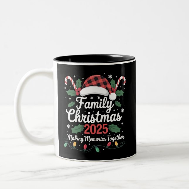 Family Christmas 2025 Crew Group Matching Family  Two-Tone Coffee Mug (Left)