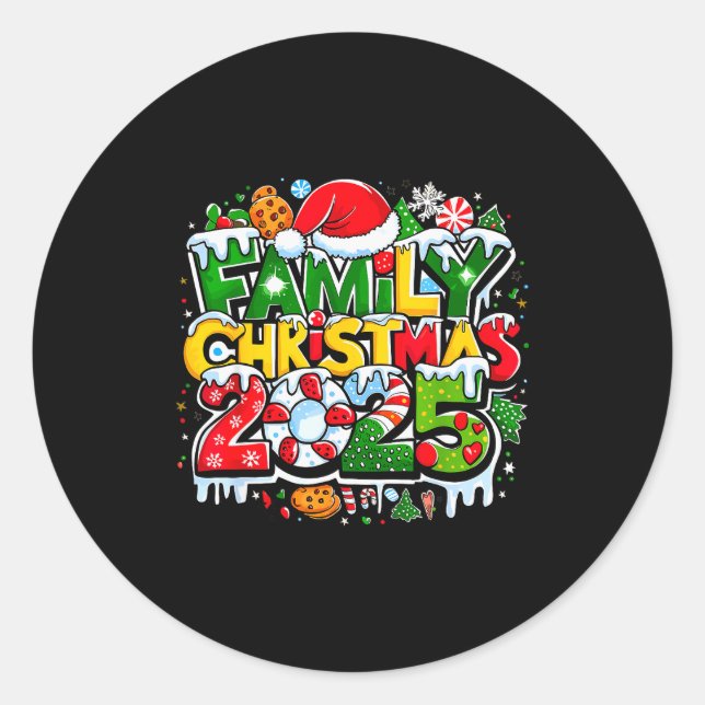 Family Christmas 2025 Making Memories Together San Classic Round Sticker (Front)