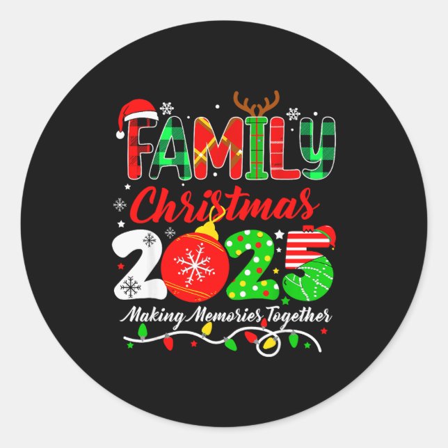 Family Christmas 2025 Matching Family Christmas Xm Classic Round Sticker (Front)