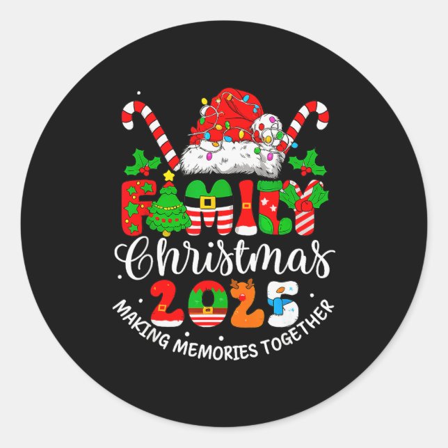 Family Christmas 2025 Matching Outfit Xmas  Classic Round Sticker (Front)