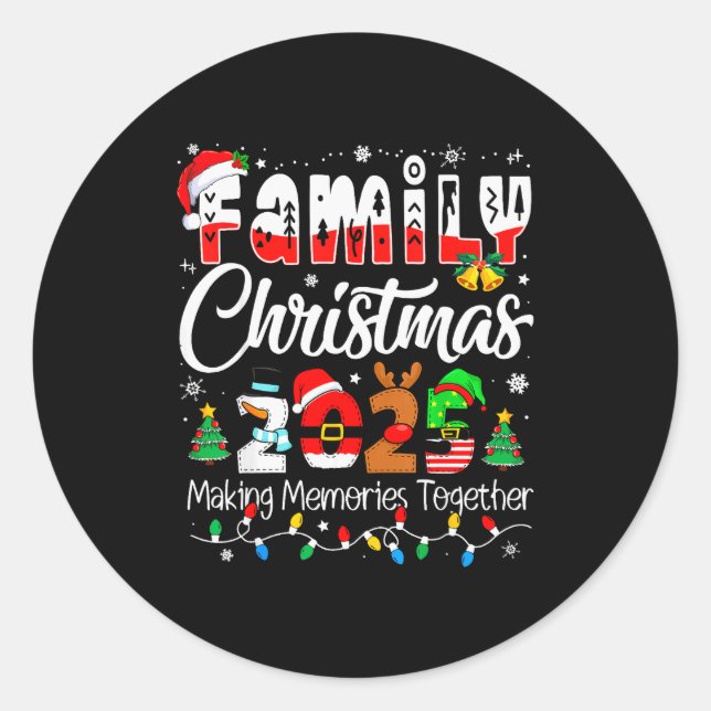 Family Christmas 2025 Matching Outfit Xmas Squad S Classic Round Sticker (Front)