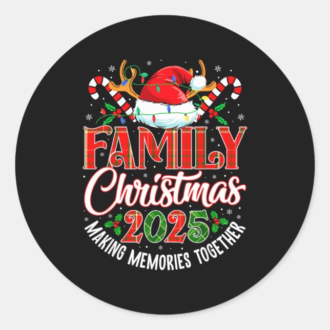 Family Christmas 2025 Matching Pajama Xmas Squad  Classic Round Sticker (Front)