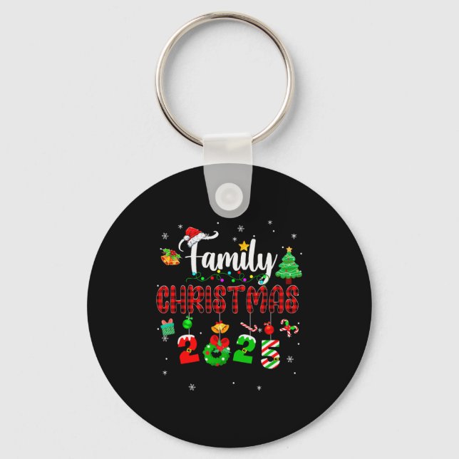 Family Christmas 2025 Matching Red Plaid Squad San Key Ring (Front)