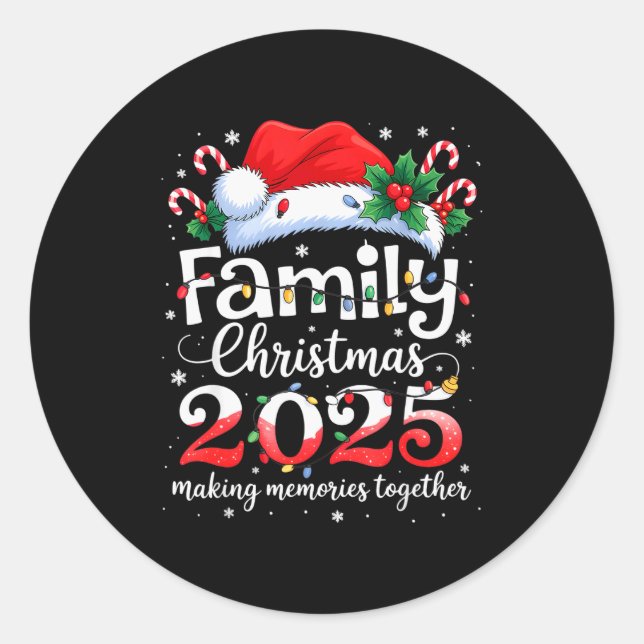 Family Christmas 2025 Matching Squad Santa Elf Fun Classic Round Sticker (Front)