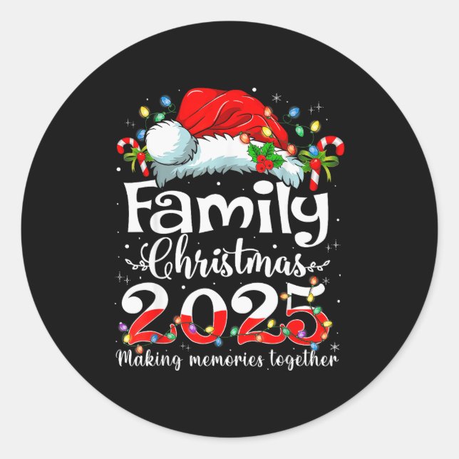 Family Christmas 2025 Matching Squad Santa Elf Fun Classic Round Sticker (Front)