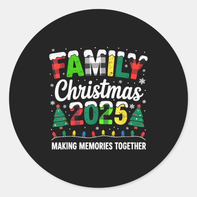 Family Christmas 2025 Matching Squad Santa Red Pla Classic Round Sticker (Front)