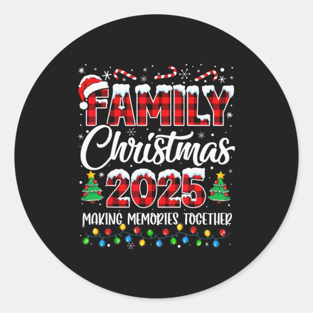 Family Christmas 2025 Matching Squad Santa Red Pla Classic Round Sticker (Front)