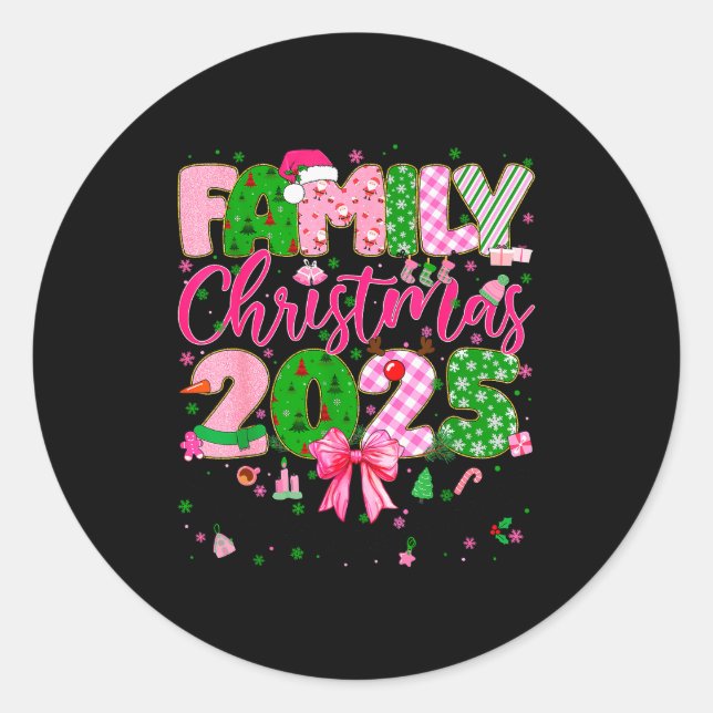 Family Christmas 2025 Matching Tee Xmas Pajamas Gi Classic Round Sticker (Front)
