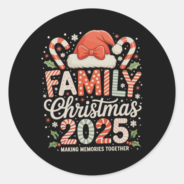 Family Christmas 2025 Matching Xmas Holiday Classic Round Sticker (Front)