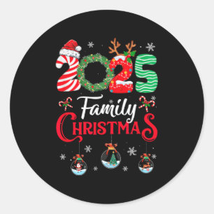 Family Christmas 2025 Merry Xmas Ball Light Garden Classic Round Sticker