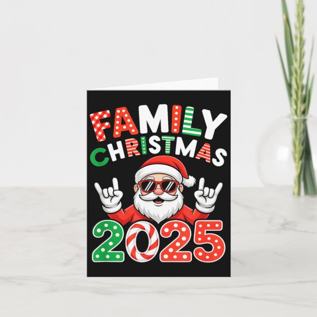 Family Christmas 2025 Rocker Santa Sungles Matchin Card (Front)