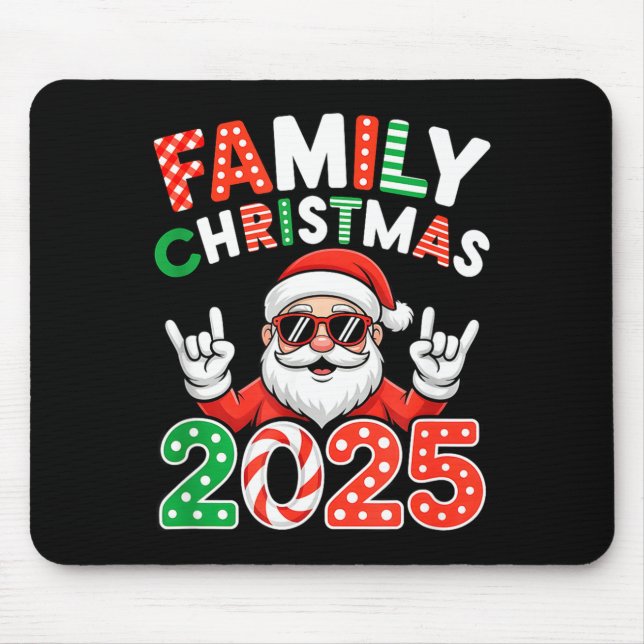 Family Christmas 2025 Rocker Santa Sungles Matchin Mouse Mat (Front)