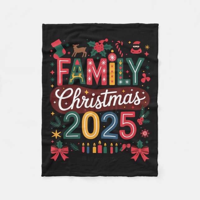 Family Christmas 2025 Squad Santa Elf Xmas Matchin Fleece Blanket (Front)